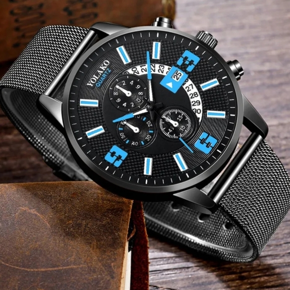 Quartz Black and Blue Casual Watch - Picture 2 of 7